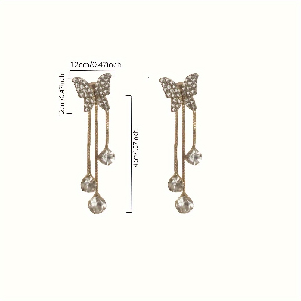 Pendientes Colgantes con Diseño de Mariposa y Circonita Brillante