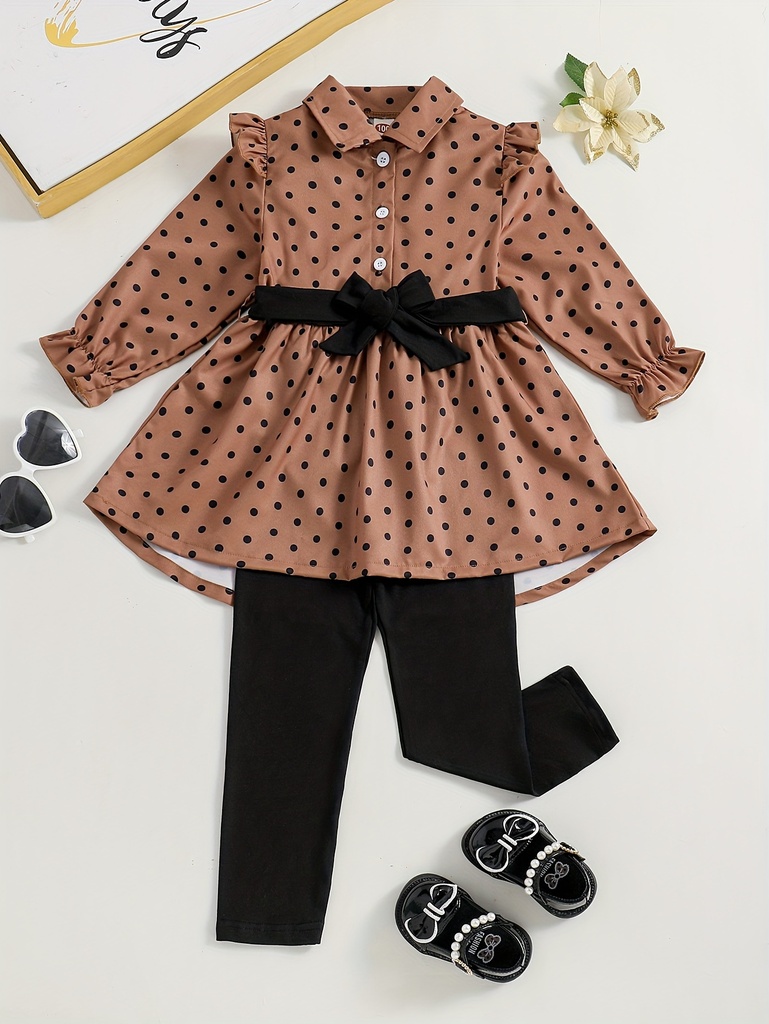 Conjunto Elegante de 2 Piezas con Estampado de Lunares  Luxeira