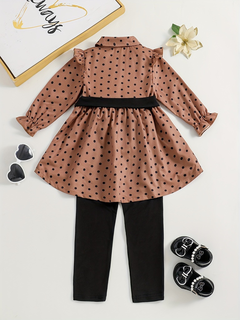 Conjunto Elegante de 2 Piezas con Estampado de Lunares  Luxeira