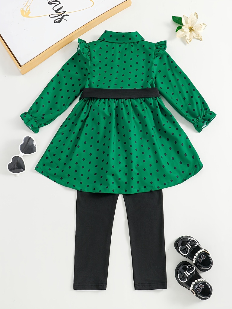 Conjunto Elegante de 2 Piezas con Estampado de Lunares  Luxeira