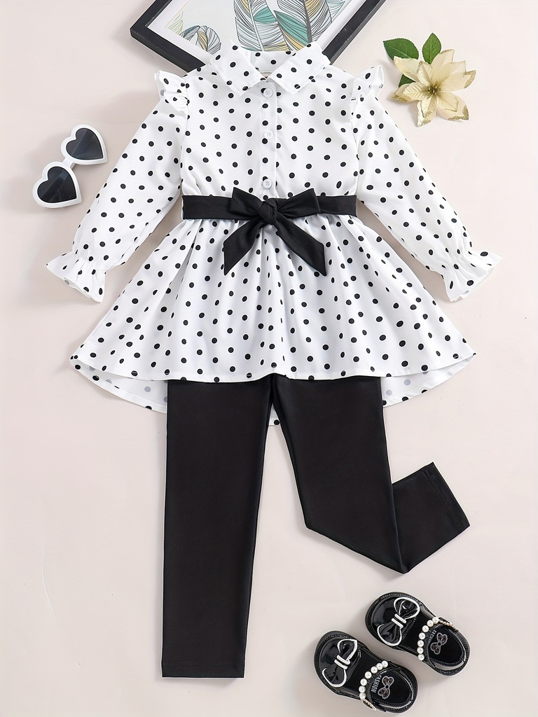 Conjunto Elegante de 2 Piezas con Estampado de Lunares  Luxeira