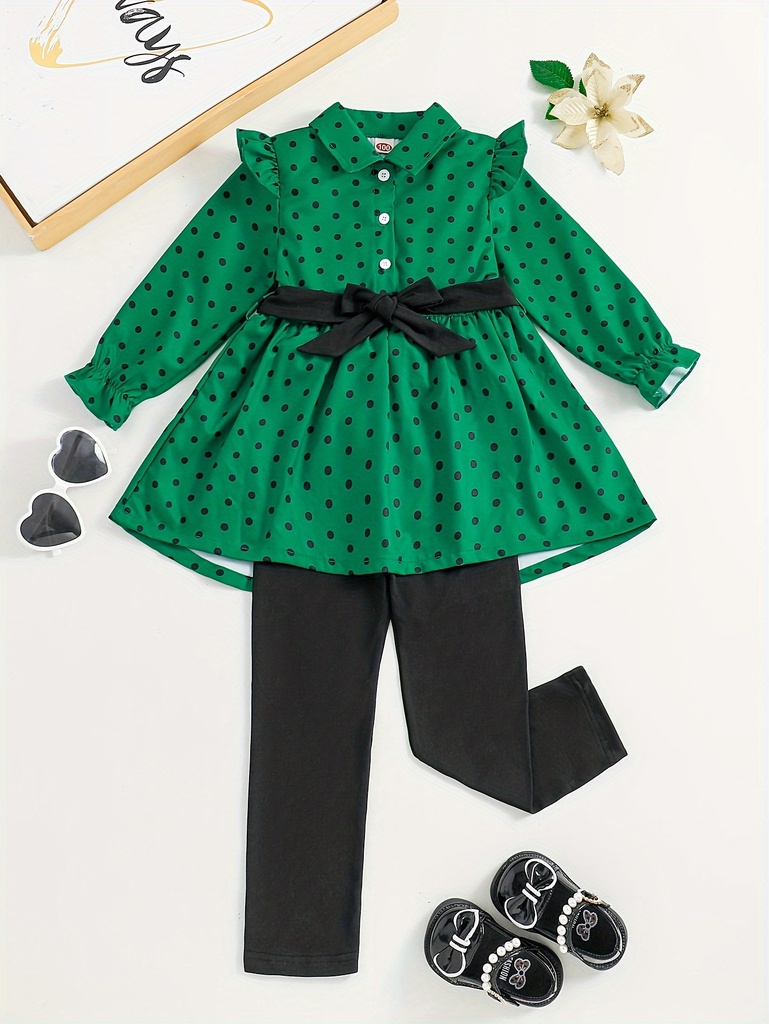 Conjunto Elegante de 2 Piezas con Estampado de Lunares  Luxeira