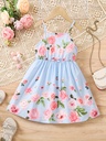 Vestido de Niña con Estampado de Flores Luxeira