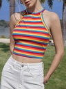 Top Casual de Rayas con Cuello Redondo Luxeira