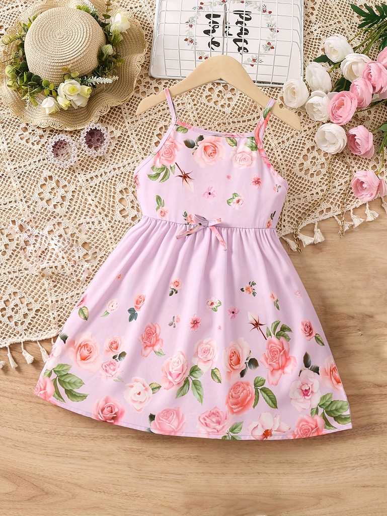 Vestido de Niña con Estampado de Flores Luxeira