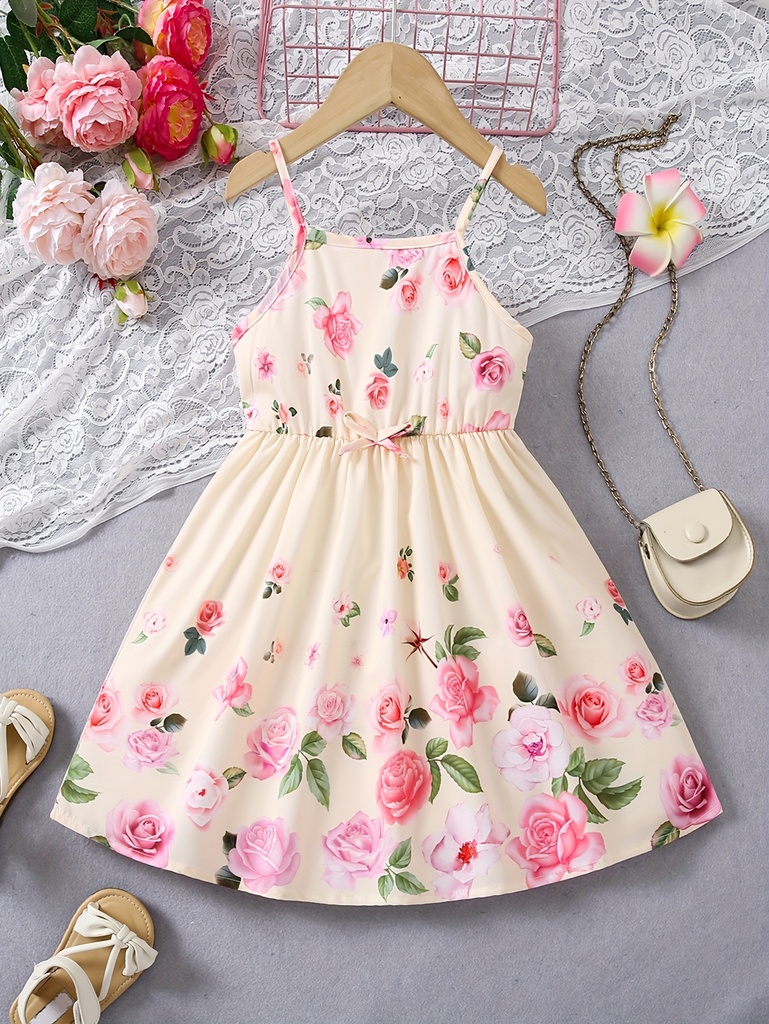 Vestido de Niña con Estampado de Flores Luxeira