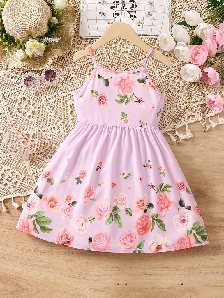 Vestido de Niña con Estampado de Flores Luxeira