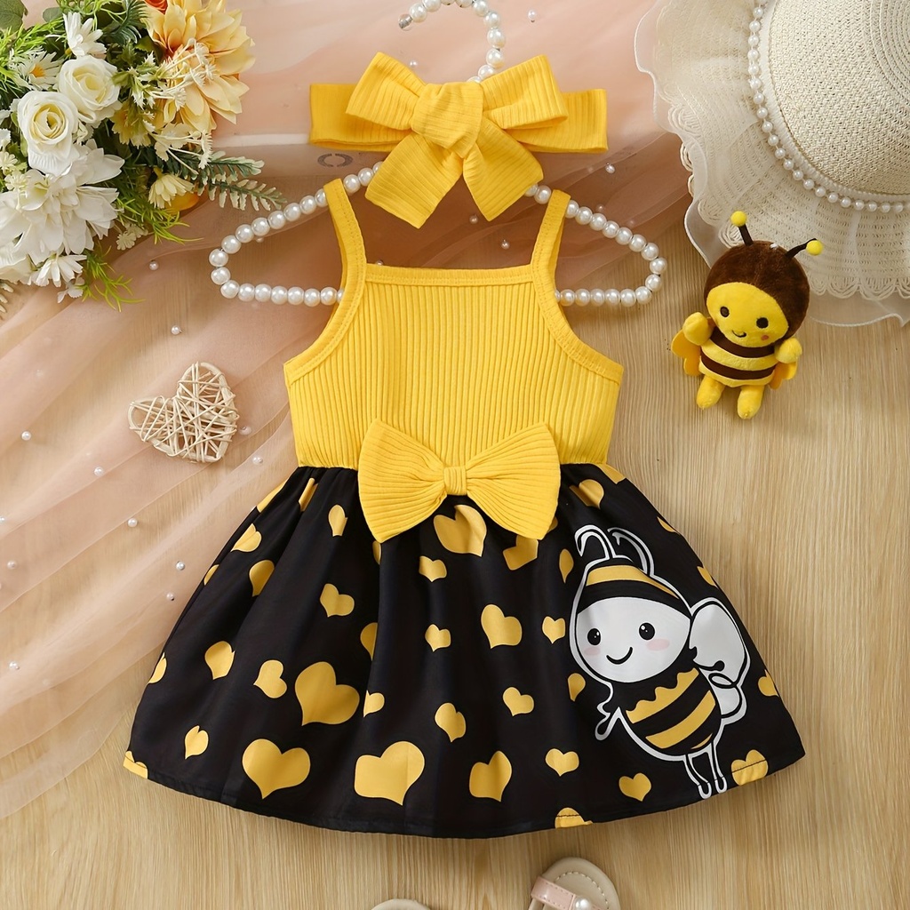 Vestido Sin Mangas con Estampado de Corazón + Diadema Luxeira