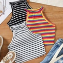 Top Casual de Rayas con Cuello Redondo Luxeira