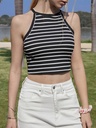 Top Casual de Rayas con Cuello Redondo Luxeira
