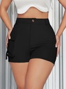Short Ajustado de Cintura Alta con Bolsillo de Solapa Luxeira