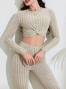 Conjunto Casual: Top de Manga Larga y Pantalón Acanalado Luxeira