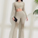 Conjunto Casual: Top de Manga Larga y Pantalón Acanalado Luxeira
