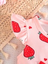 Vestido de Cuello Redondo con Estampado de Fresas Luxeira