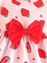Vestido de Cuello Redondo con Estampado de Fresas Luxeira