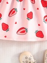 Vestido de Cuello Redondo con Estampado de Fresas Luxeira