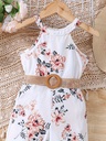 Enterizo de Verano con Estampado Floral, Cuello Halter y Cinturón Luxeira