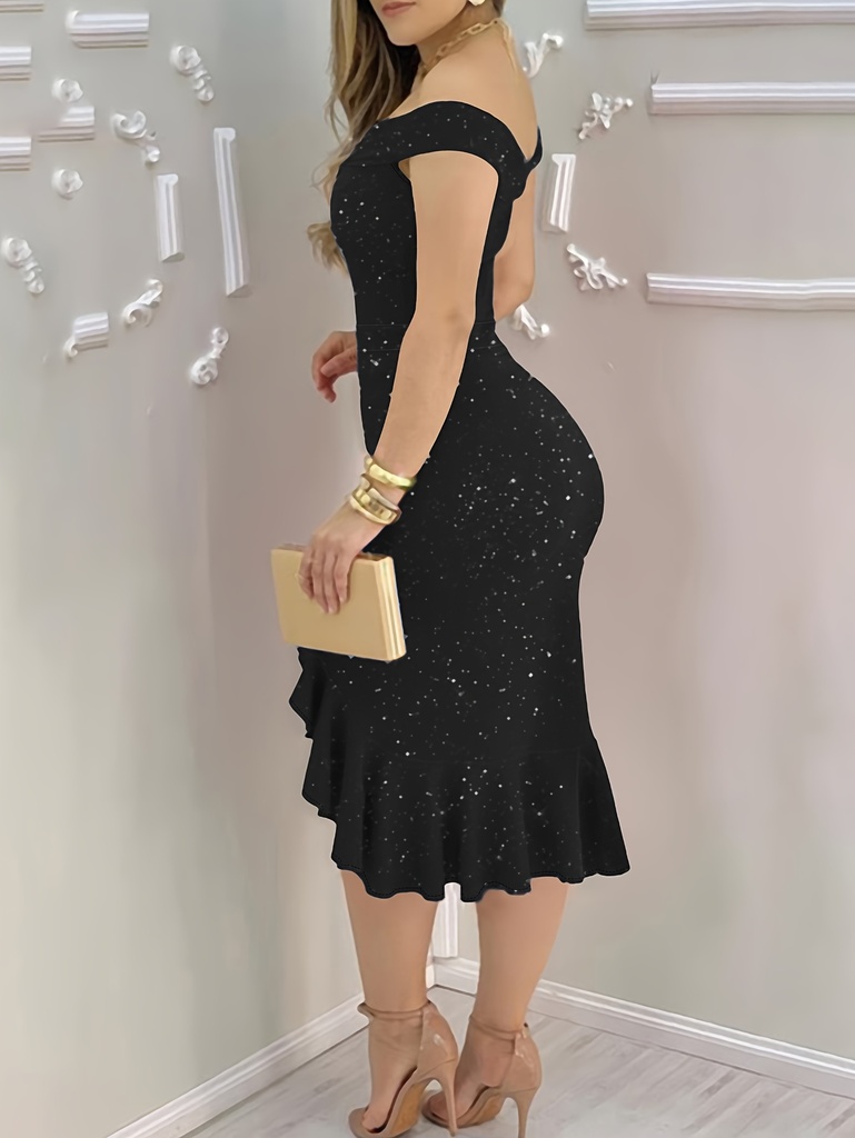Vestido con Ribete de Volante Luxeira
