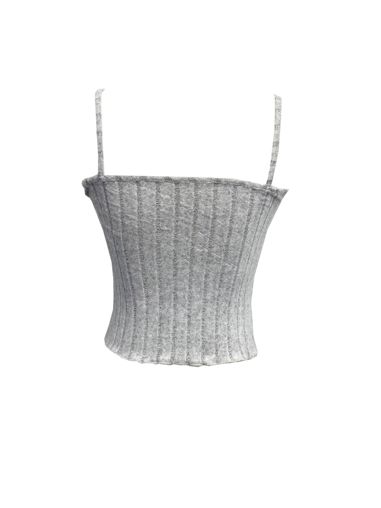 Top Acanalado con Cuello en V Luxeira