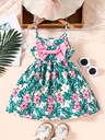 Vestido de Tirantes con Lazo y Estampado de Flores Luxeira