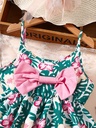Vestido de Tirantes con Lazo y Estampado de Flores Luxeira