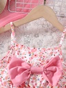 Vestido de Tirantes con Lazo y Estampado de Flores Luxeira