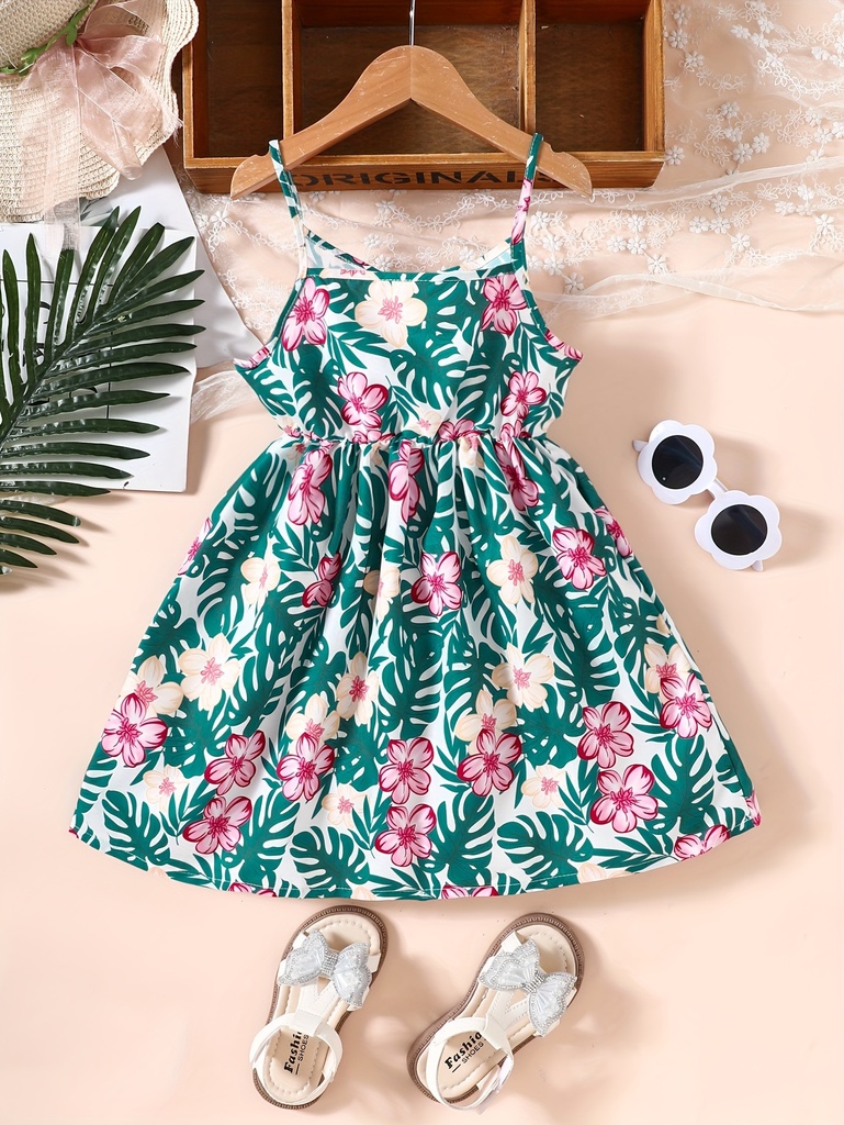 Vestido de Tirantes con Lazo y Estampado de Flores Luxeira