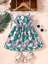 Vestido de Tirantes con Lazo y Estampado de Flores Luxeira