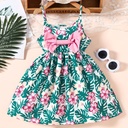Vestido de Tirantes con Lazo y Estampado de Flores Luxeira