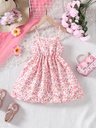 Vestido de Tirantes con Lazo y Estampado de Flores Luxeira