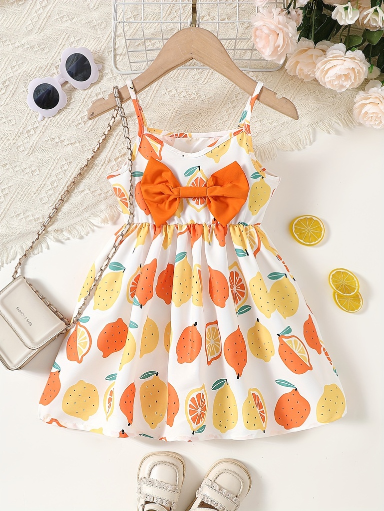 Vestido de Tirantes con Lazo y Estampado de Flores Luxeira