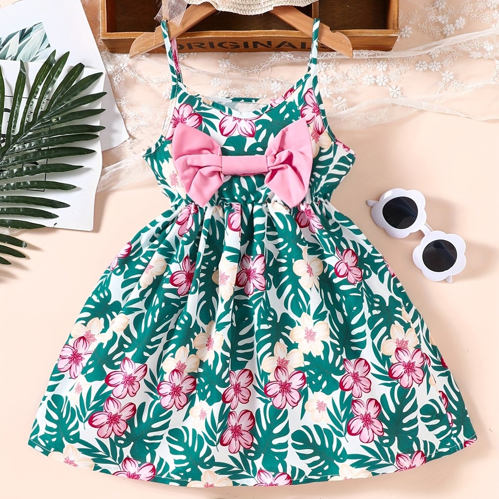 Vestido de Tirantes con Lazo y Estampado de Flores Luxeira