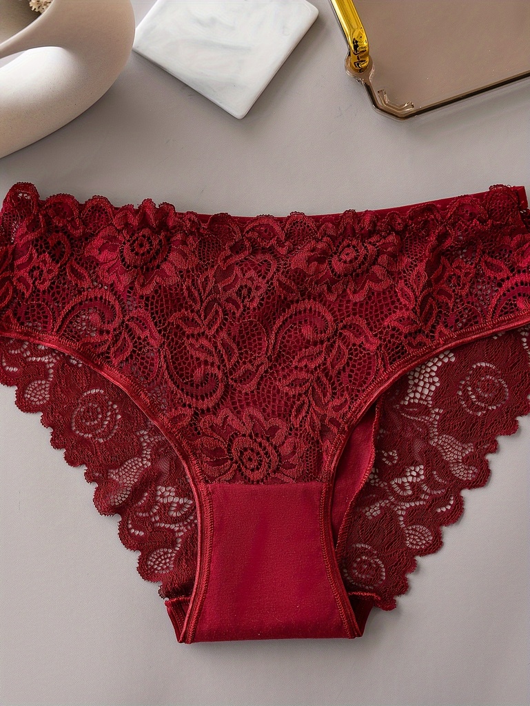 Panty de Encaje con Ribetes Ondulados Luxeira