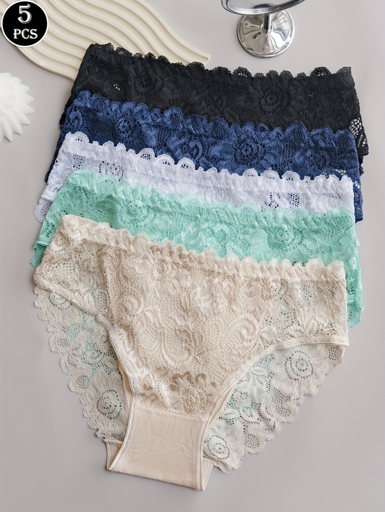 Panty de Encaje con Ribetes Ondulados Luxeira
