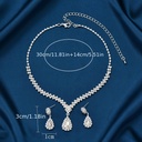 Conjunto Elegante de 1 Par de Pendientes + 1 Collar con Diamantes Brillantes
