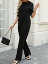 Conjunto de Dos Piezas: Top de Cuello Redondo y Pantalones Cómodos de Cintura Alta Luxeira