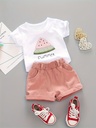 Conjunto de Camiseta y Short con Estampado de Letras y Sandía Luxeira