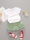 Conjunto de Camiseta y Short con Estampado de Letras y Sandía Luxeira