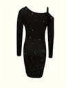 Vestido de Hombros Descubiertos y Manga Larga Luxeira