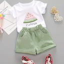 Conjunto de Camiseta y Short con Estampado de Letras y Sandía Luxeira