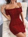 Vestido de Hombro Descubierto con Estampado de Corazones Luxeira