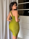 Vestido Asimétrico Texturizado de Un Hombro Luxeira