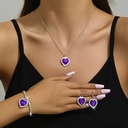 Conjunto de 3 Piezas: Collar, Pulsera y Aretes Plateados con Pedrería Brillante Luxeira