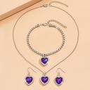 Conjunto de 3 Piezas: Collar, Pulsera y Aretes Plateados con Pedrería Brillante Luxeira