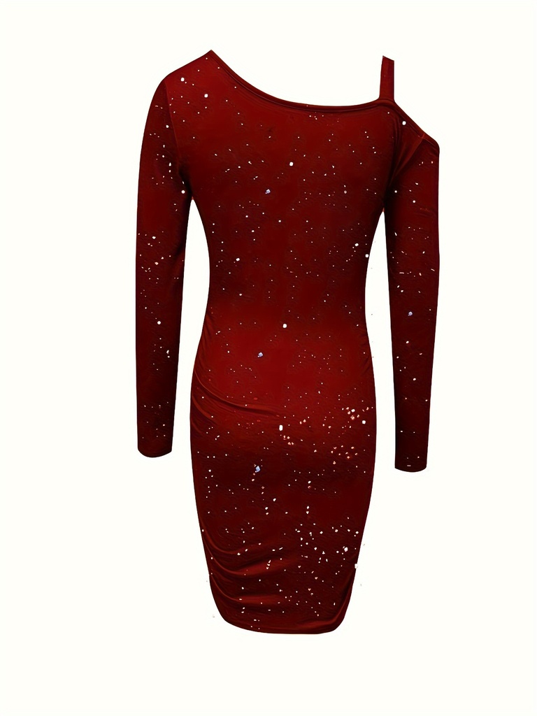 Vestido de Hombros Descubiertos y Manga Larga Luxeira