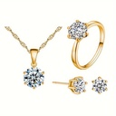Conjunto de Joyería: Pendientes, Anillo y Collar con Piedras Preciosas Brillantes