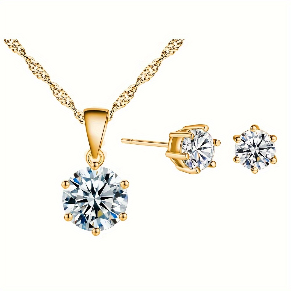 Conjunto de Joyería: Pendientes, Anillo y Collar con Piedras Preciosas Brillantes