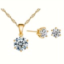 Conjunto de Joyería: Pendientes, Anillo y Collar con Piedras Preciosas Brillantes