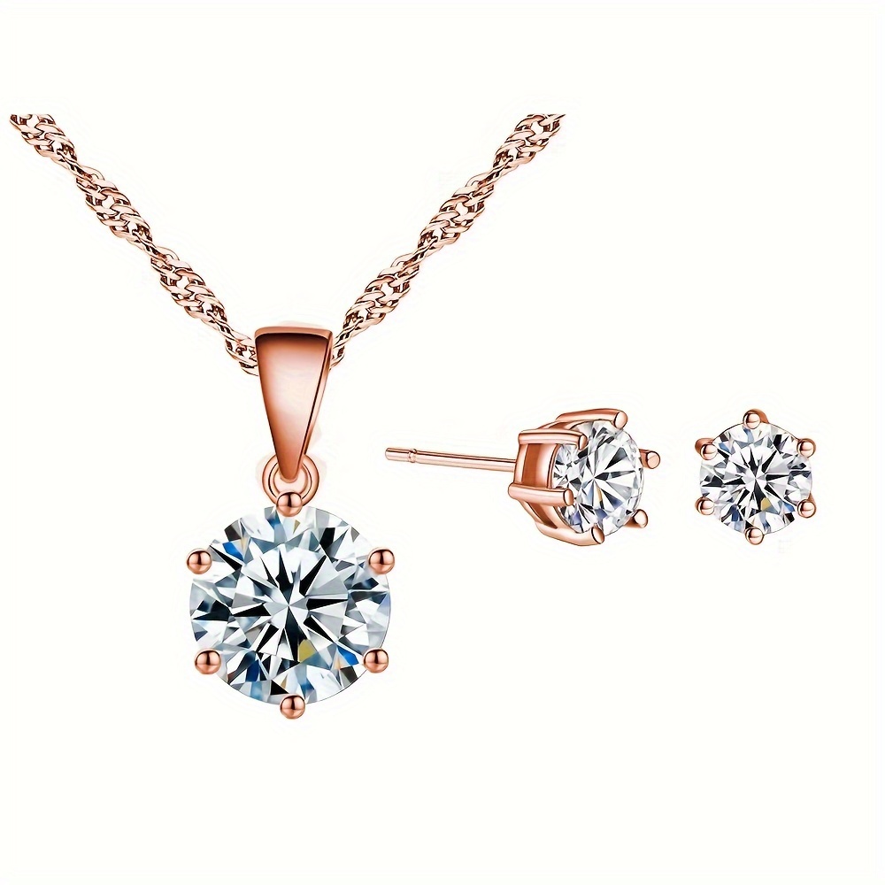 Conjunto de Joyería: Pendientes, Anillo y Collar con Piedras Preciosas Brillantes