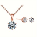 Conjunto de Joyería: Pendientes, Anillo y Collar con Piedras Preciosas Brillantes